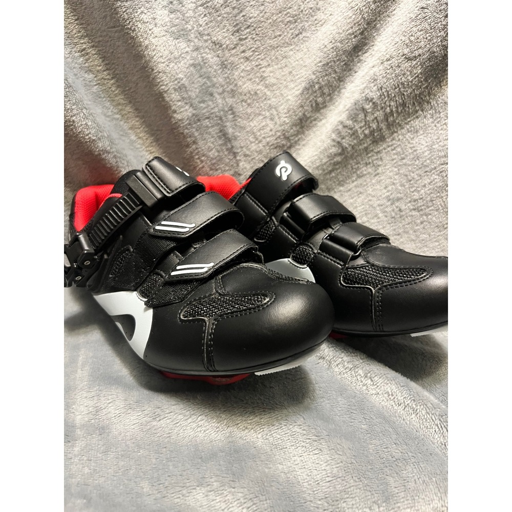 Peloton Cycling Shoes Black Red White PL-SH-B-39 Size 39 with Look Delta Cleats